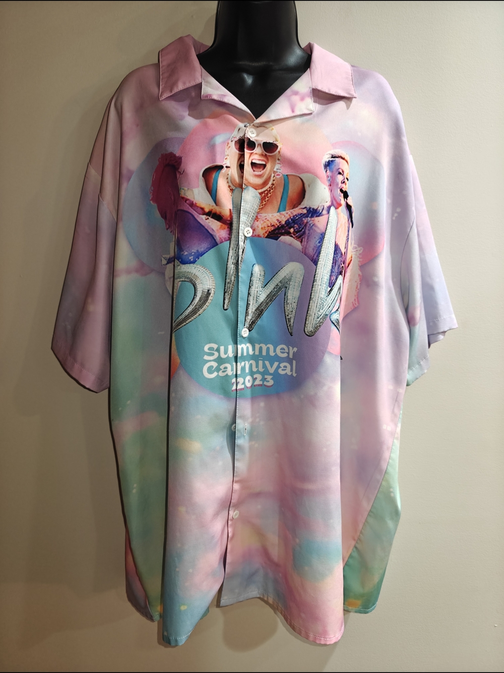 Pink Summer Carnival 2023 Pastel Button-Down Shirt